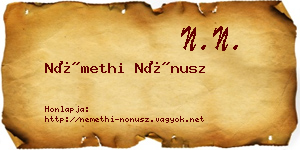 Némethi Nónusz névjegykártya